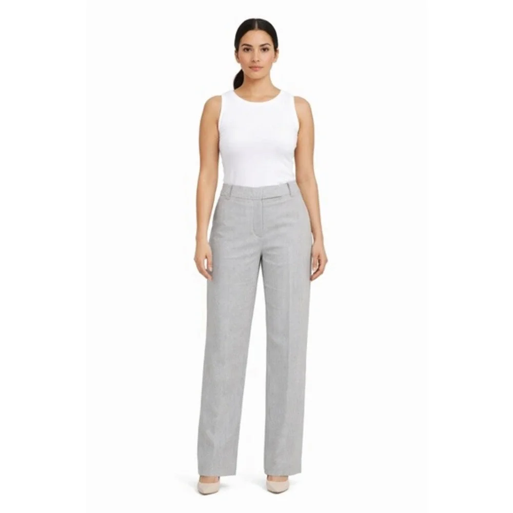 Ann Taylor Loft Seersucker‎ Wide Leg Striped Pants Blue White Cotton 12 86-37